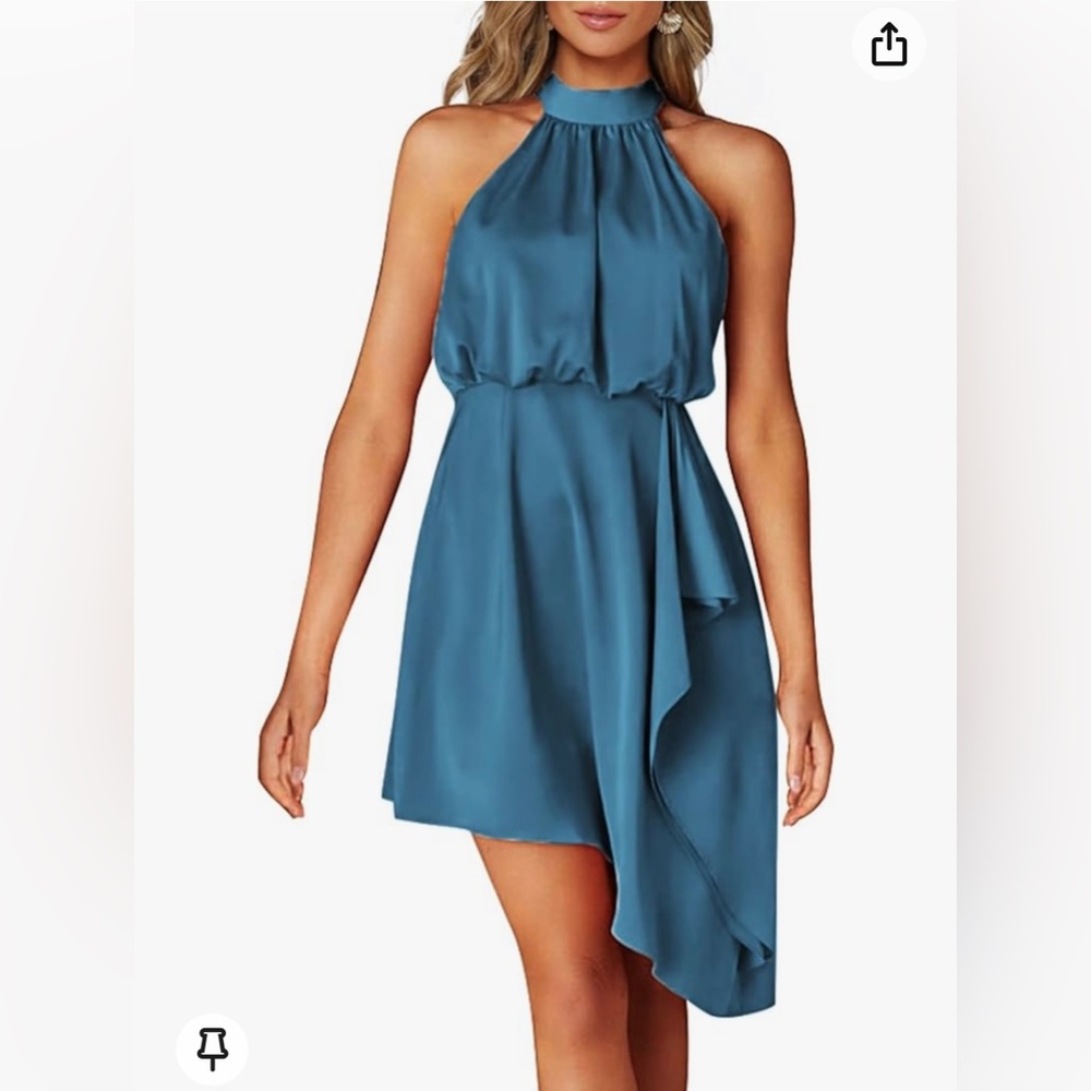 Gorgeous teal dress with ruffle detail
